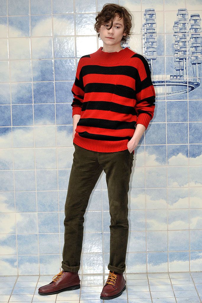 red and black striped sweater
