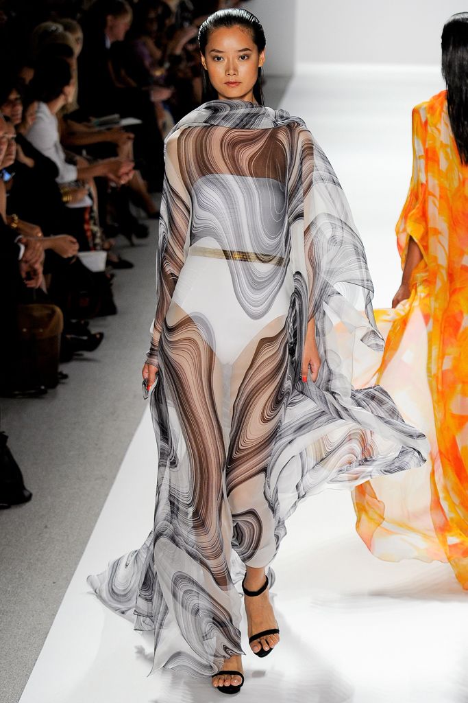 marbled sheer caftan gown