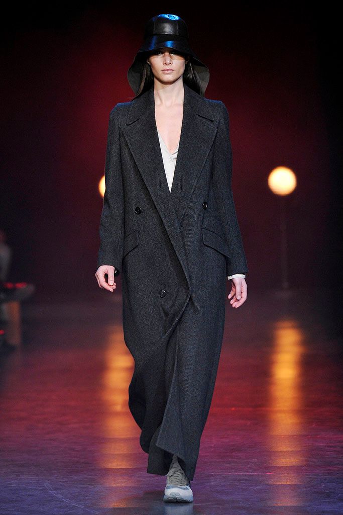 charcoal double-breasted maxi coat