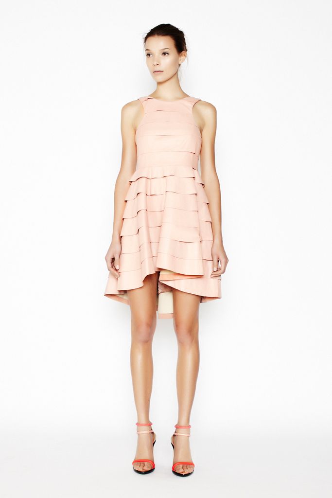 tiered high-low pink dress