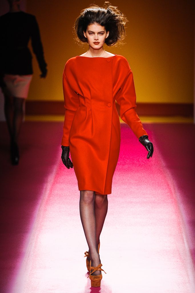 asymmetric orange shift dress