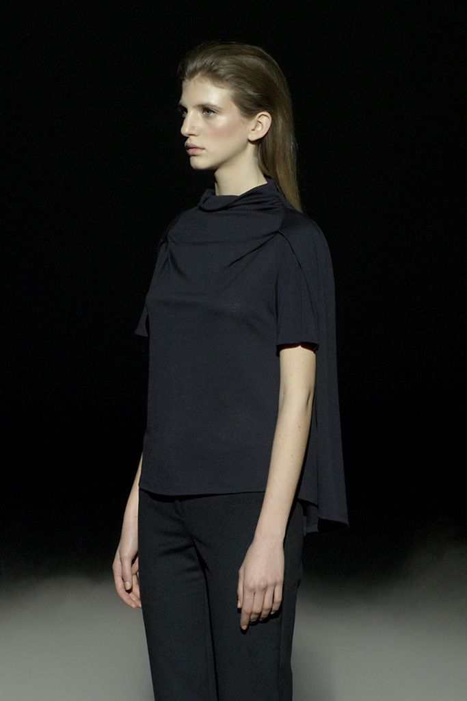 draped cape-back black top