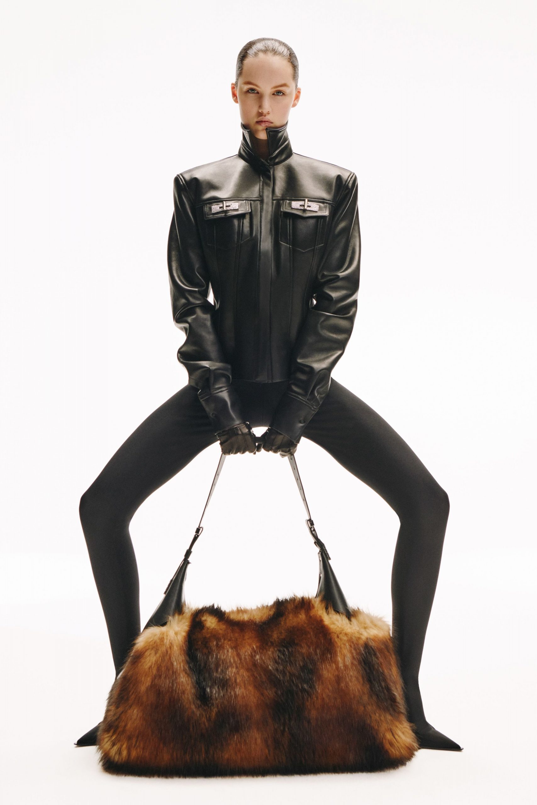 brown fur bag