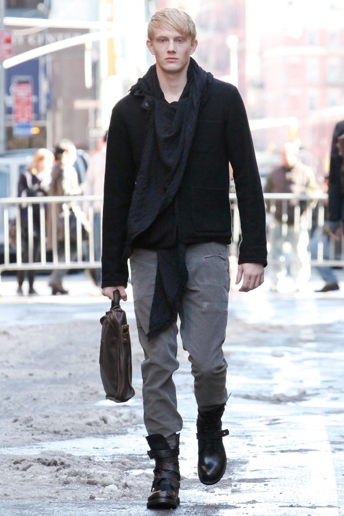 black draped scarf jacket look