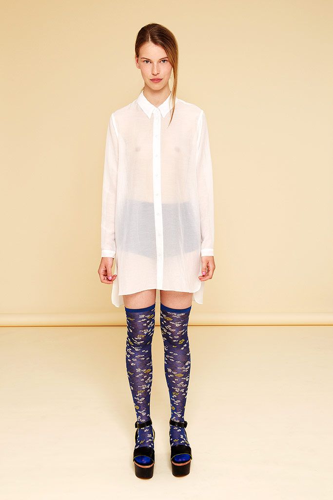 blue mesh thigh-high printed sheer tights