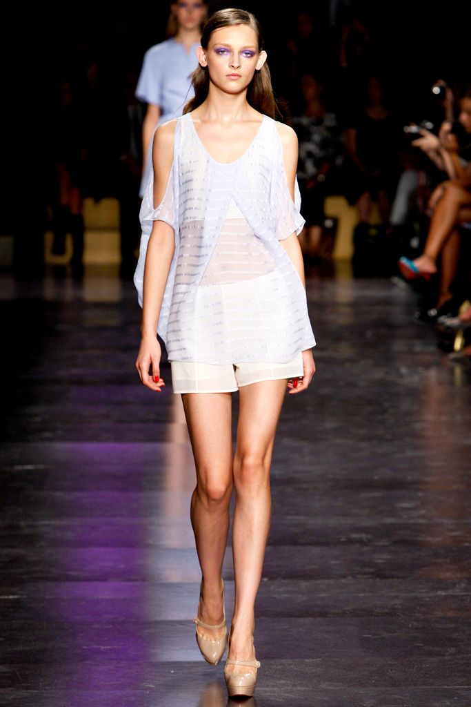 sheer cold-shoulder chiffon blouse
