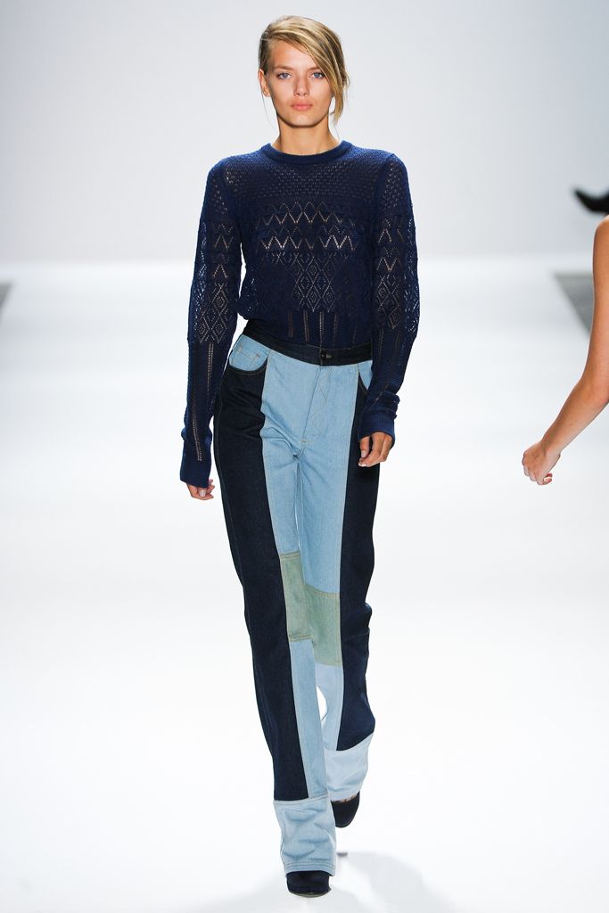patchwork wide-leg cuffed jeans