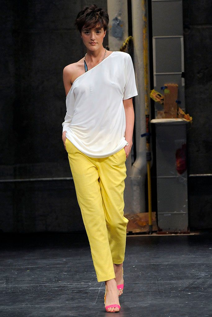 white one-shoulder draped top