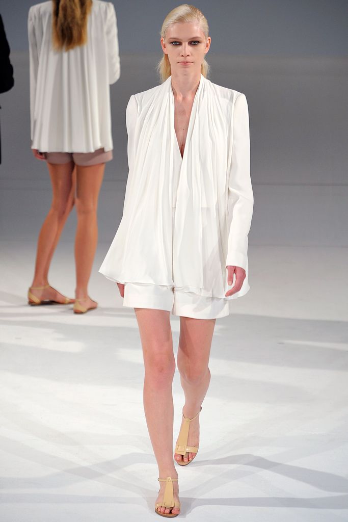 white draped front blazer