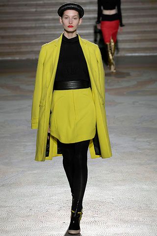 yellow coat and mini skirt set