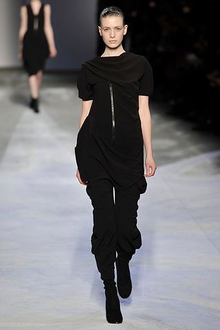 black draped drop-crotch jumpsuit