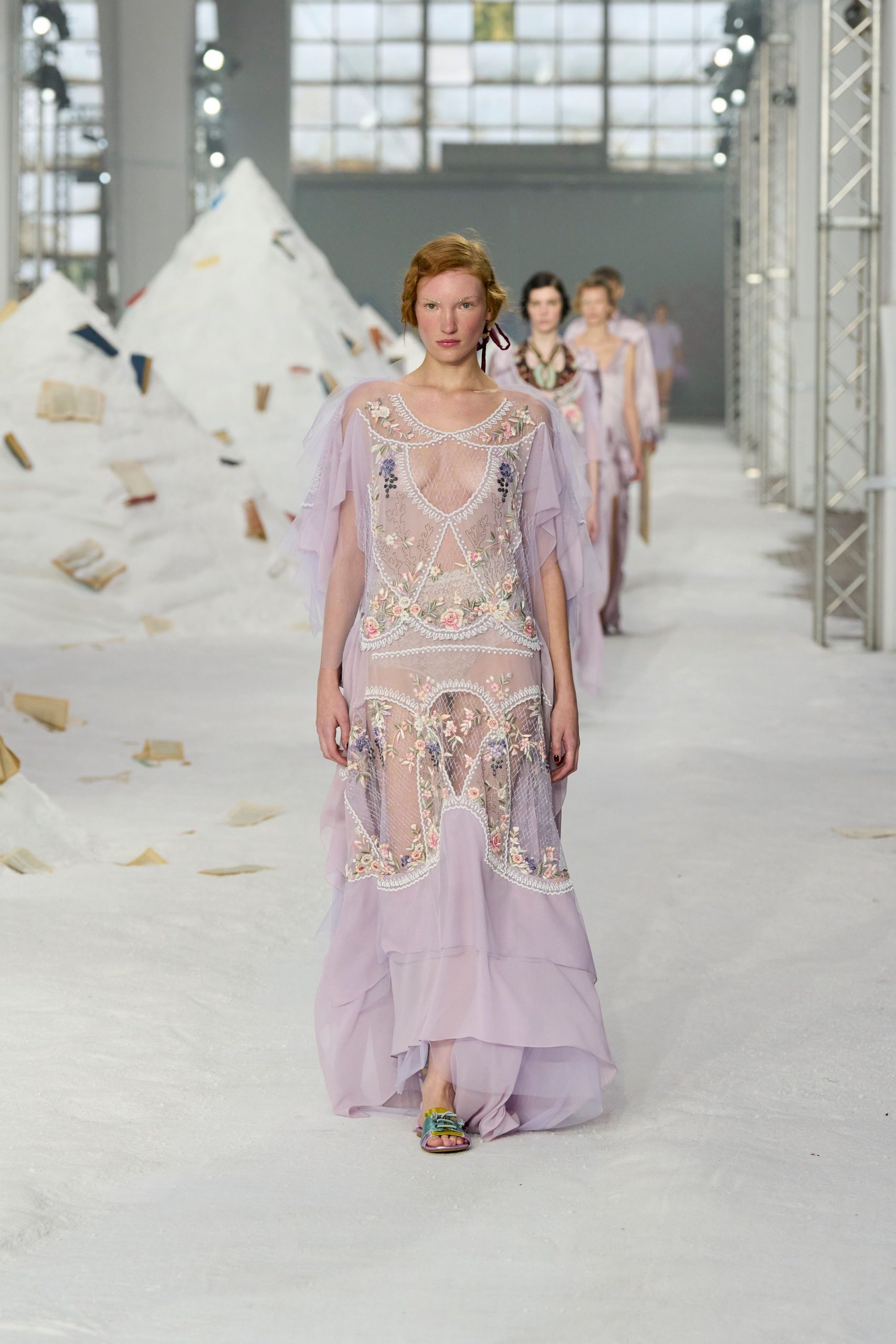 lavender lace sleeveless gown