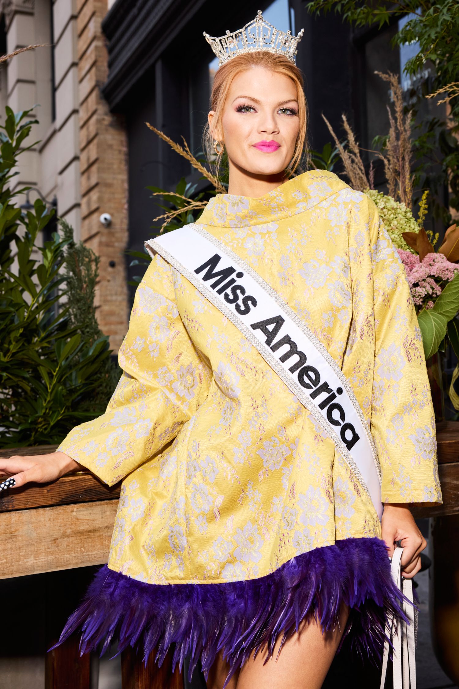 yellow silk long-sleeve collared relaxed embroidered layered coat