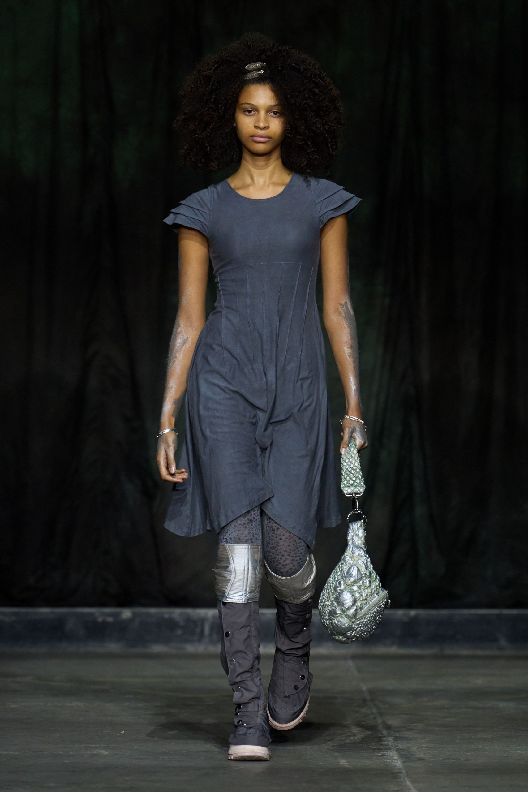 gray fitted asymmetric dress
