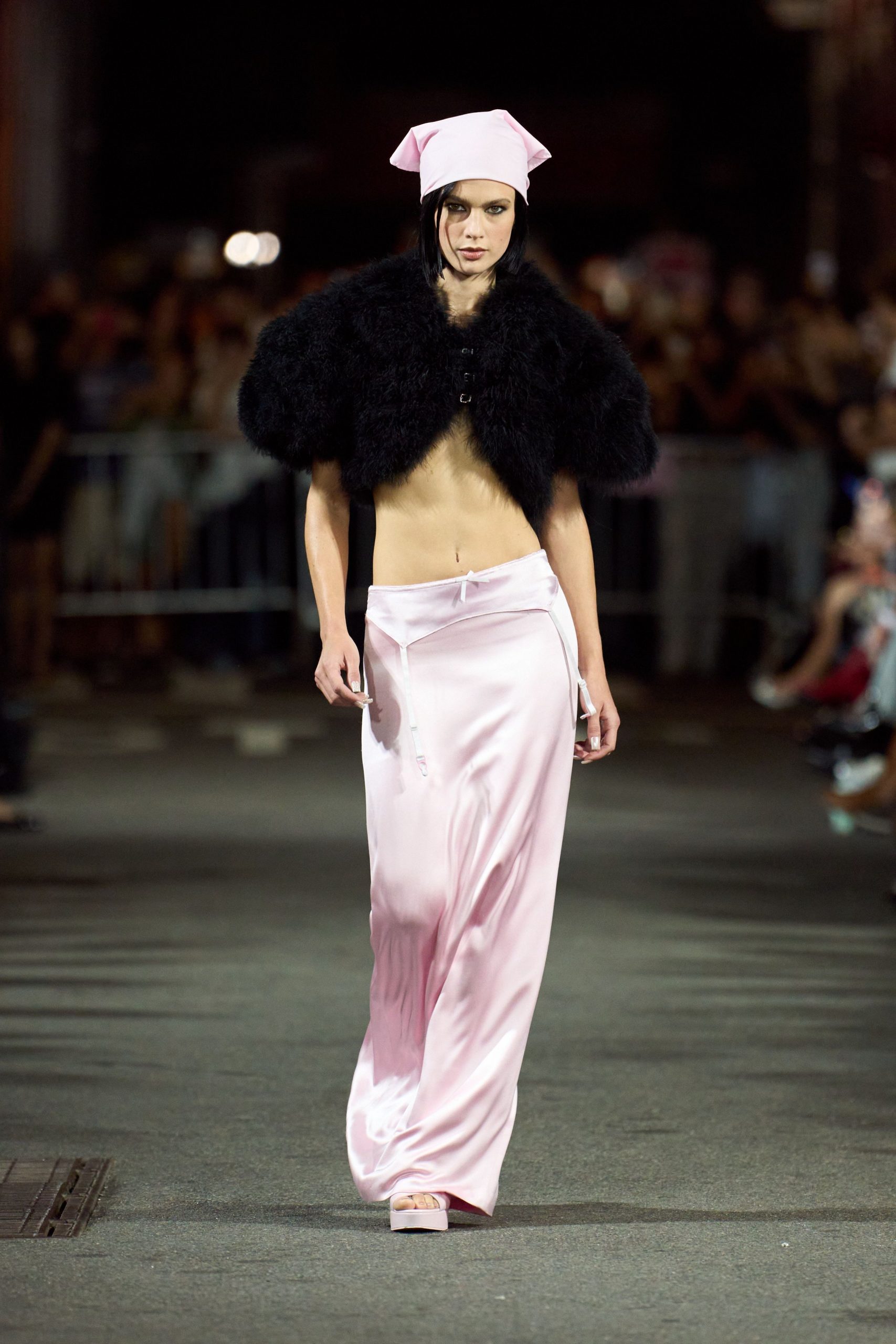 pink silk fitted straight-leg maxi skirt