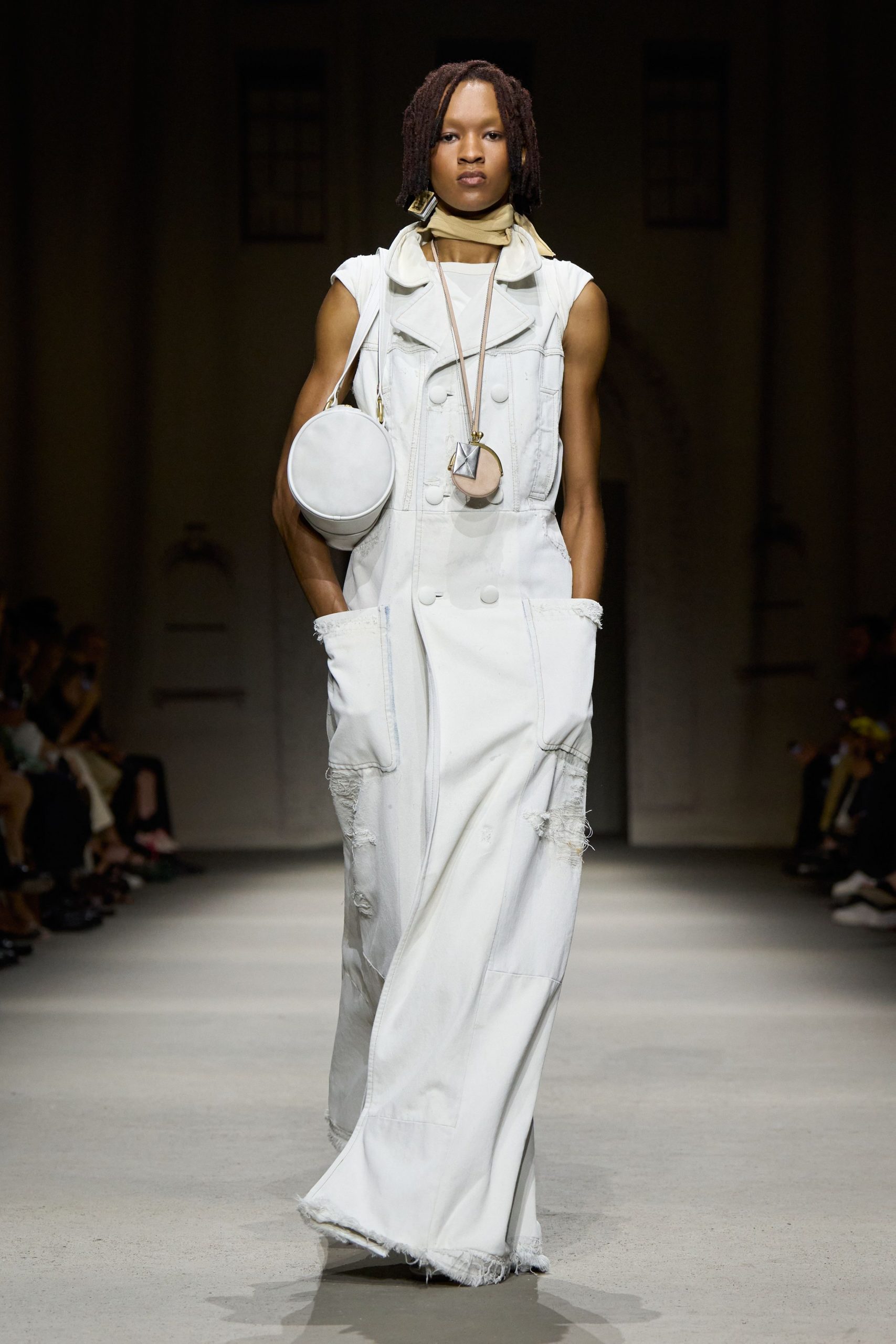 white denim sleeveless relaxed distressed pockets jumpsuit