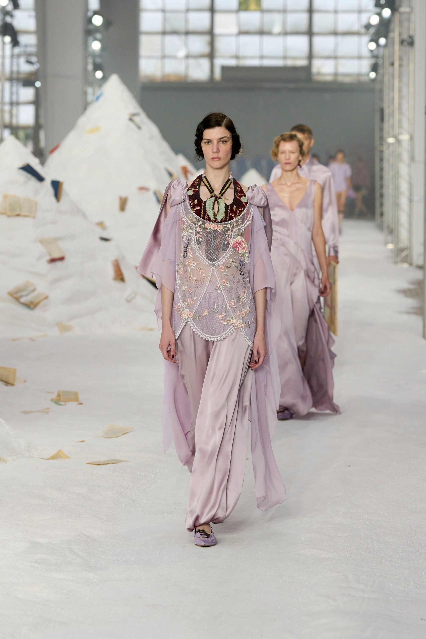 lavender silk flowing gown