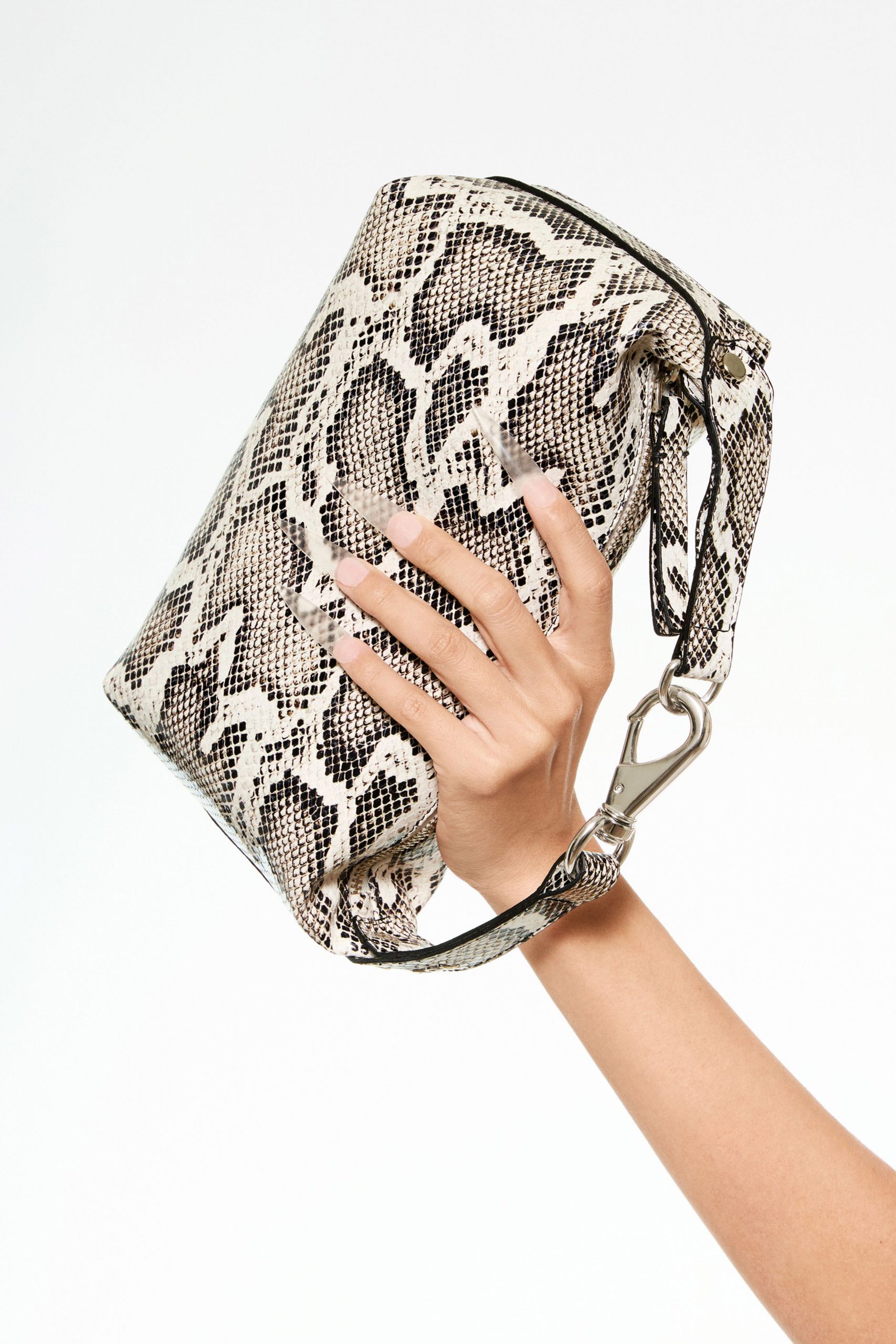 black and white animal-print bag