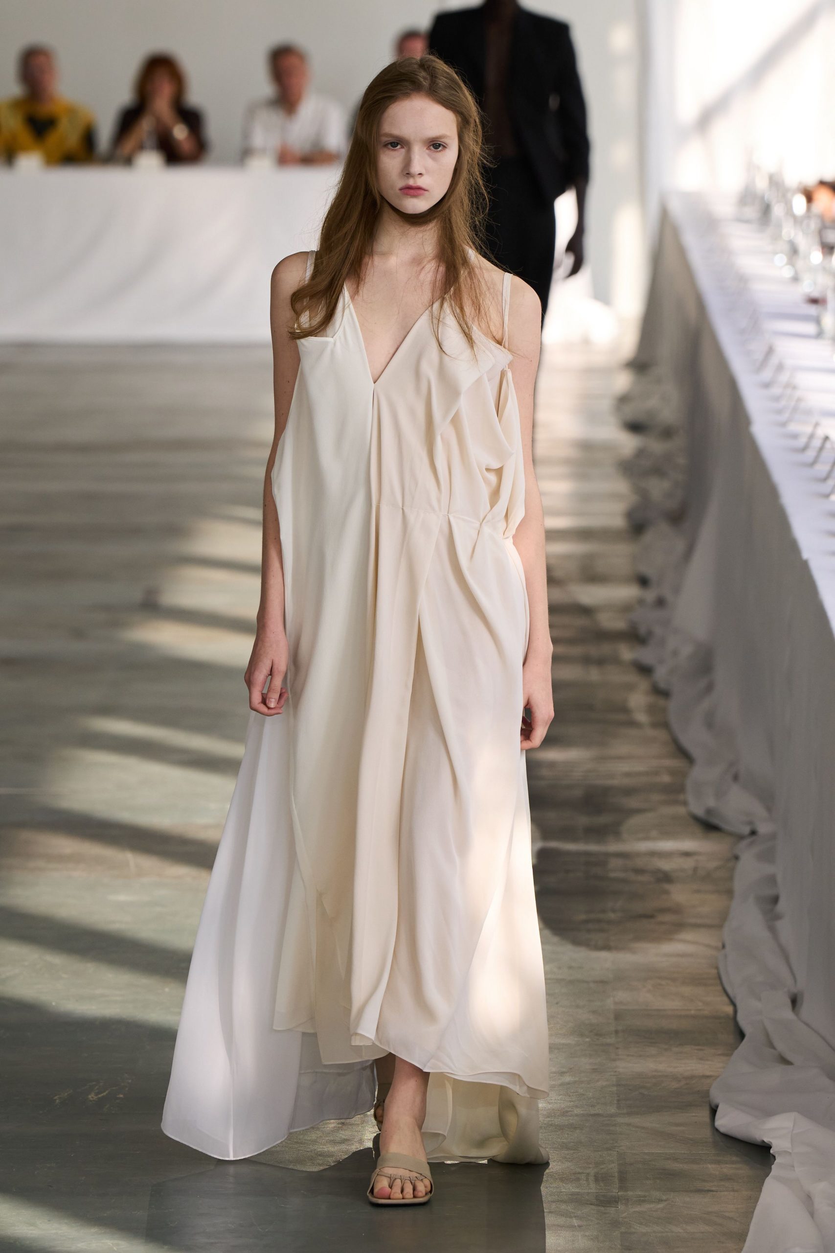white silk relaxed maxi dress