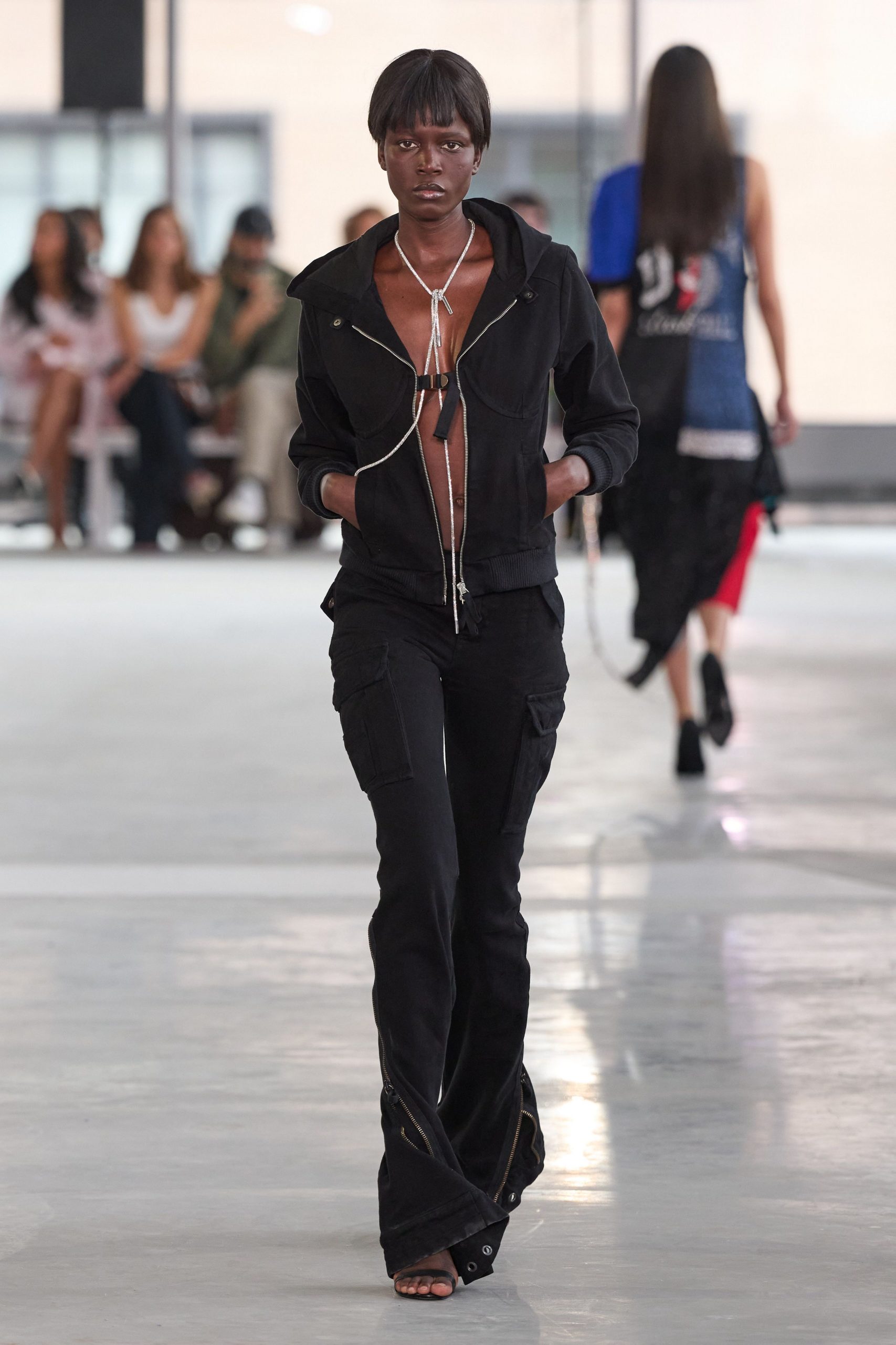 black fitted jacket and pants