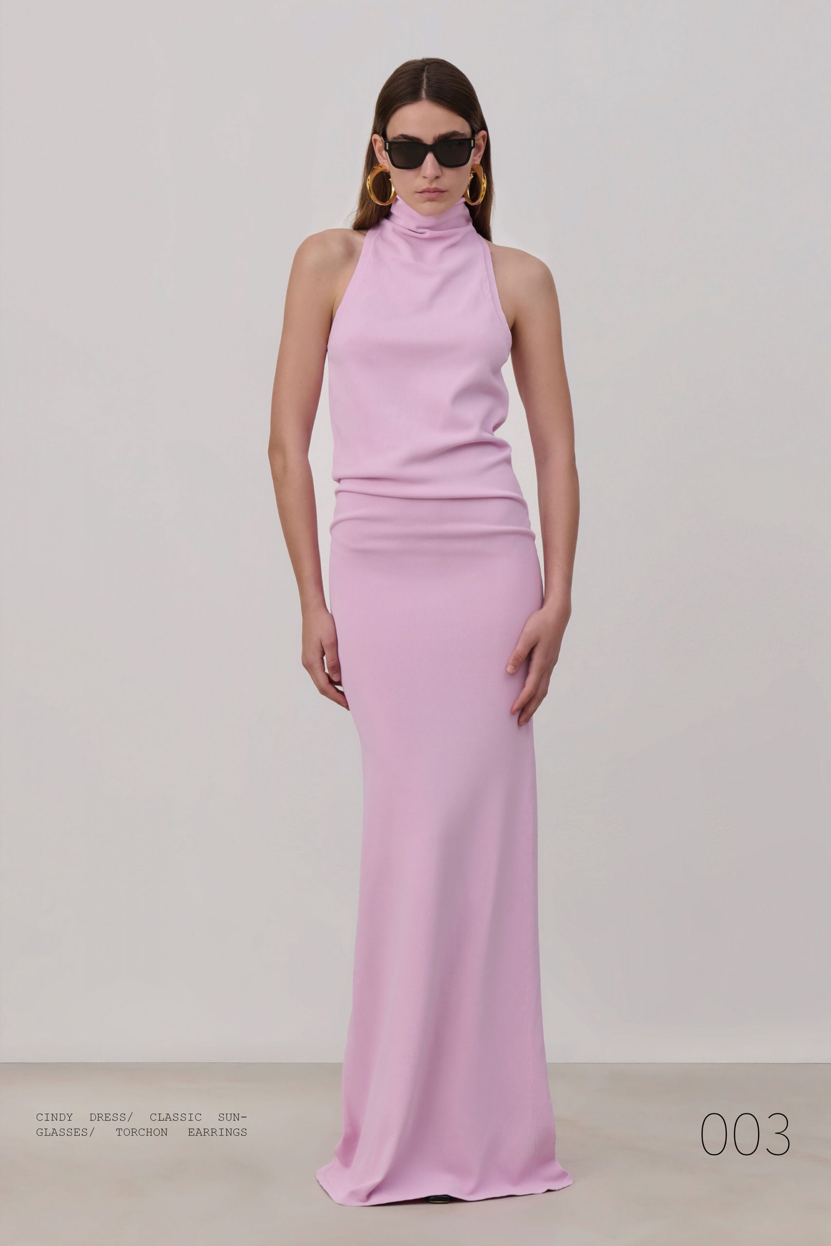 fitted pink jersey gown