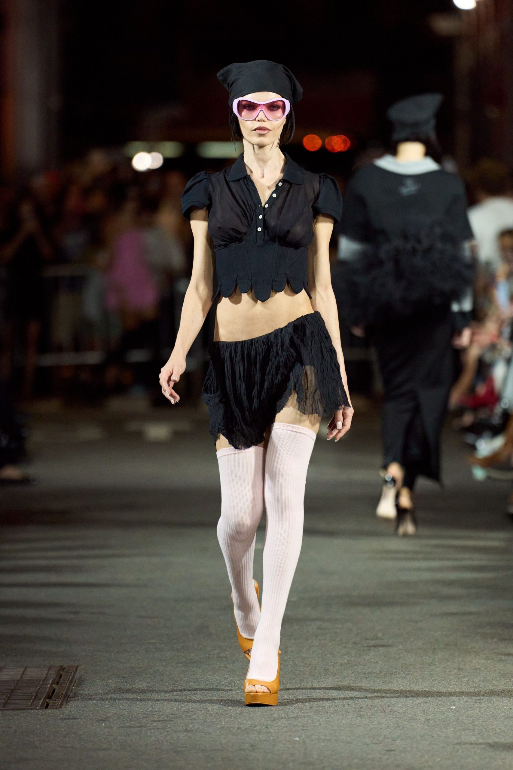 black lace fitted layered short skirt