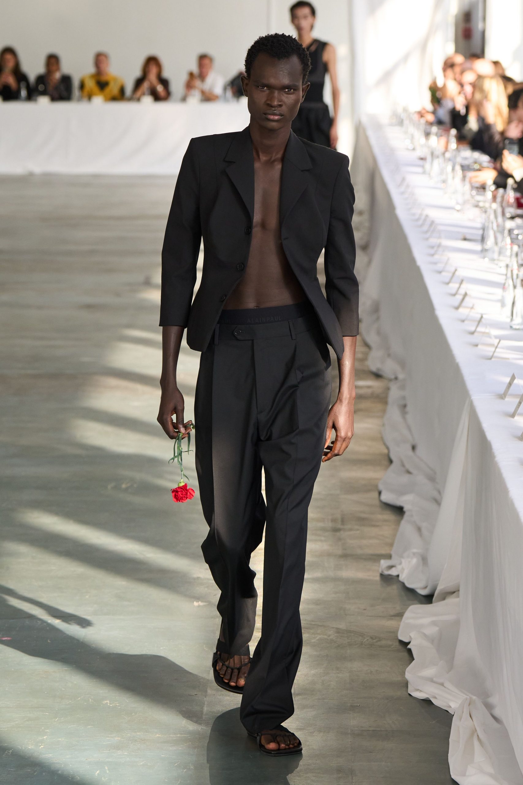 black cotton short-sleeve collared structured blazer