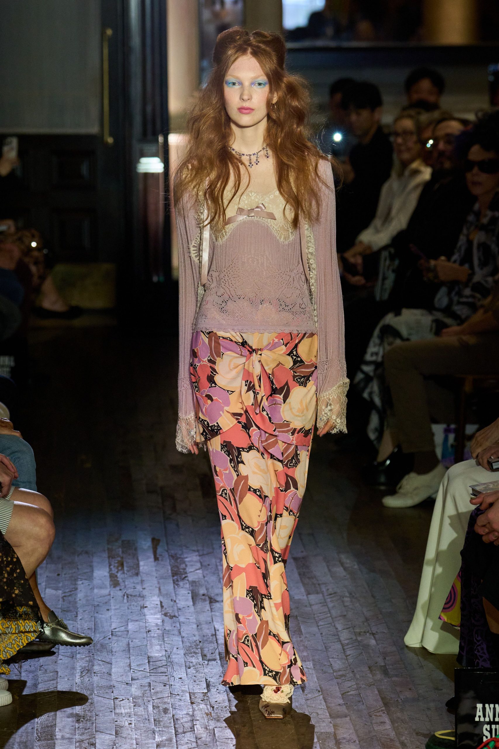 multi chiffon fitted flared maxi skirt