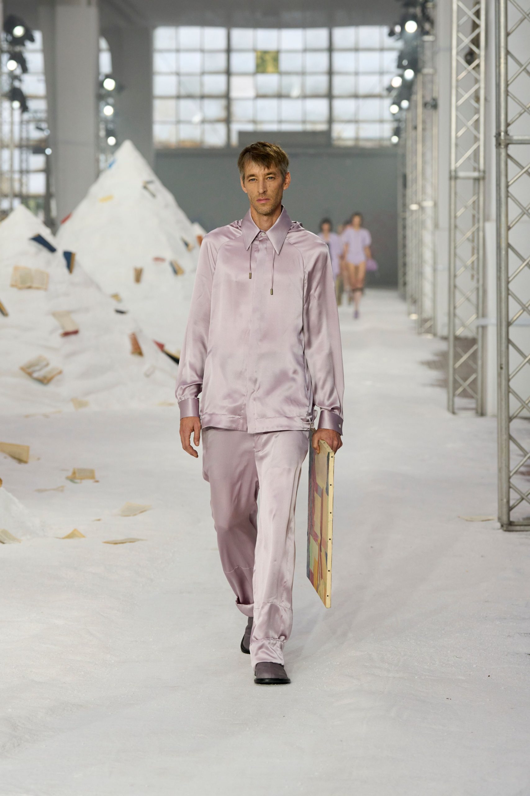 pink silk shirt and pants