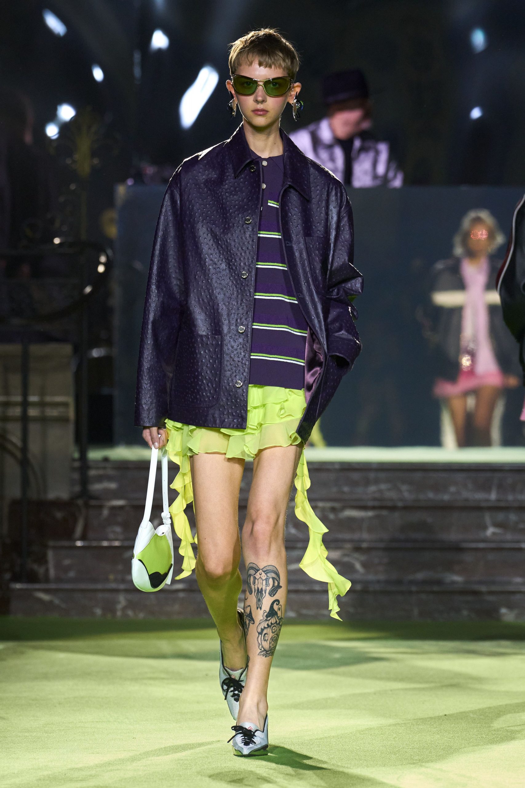purple leather oversized jacket