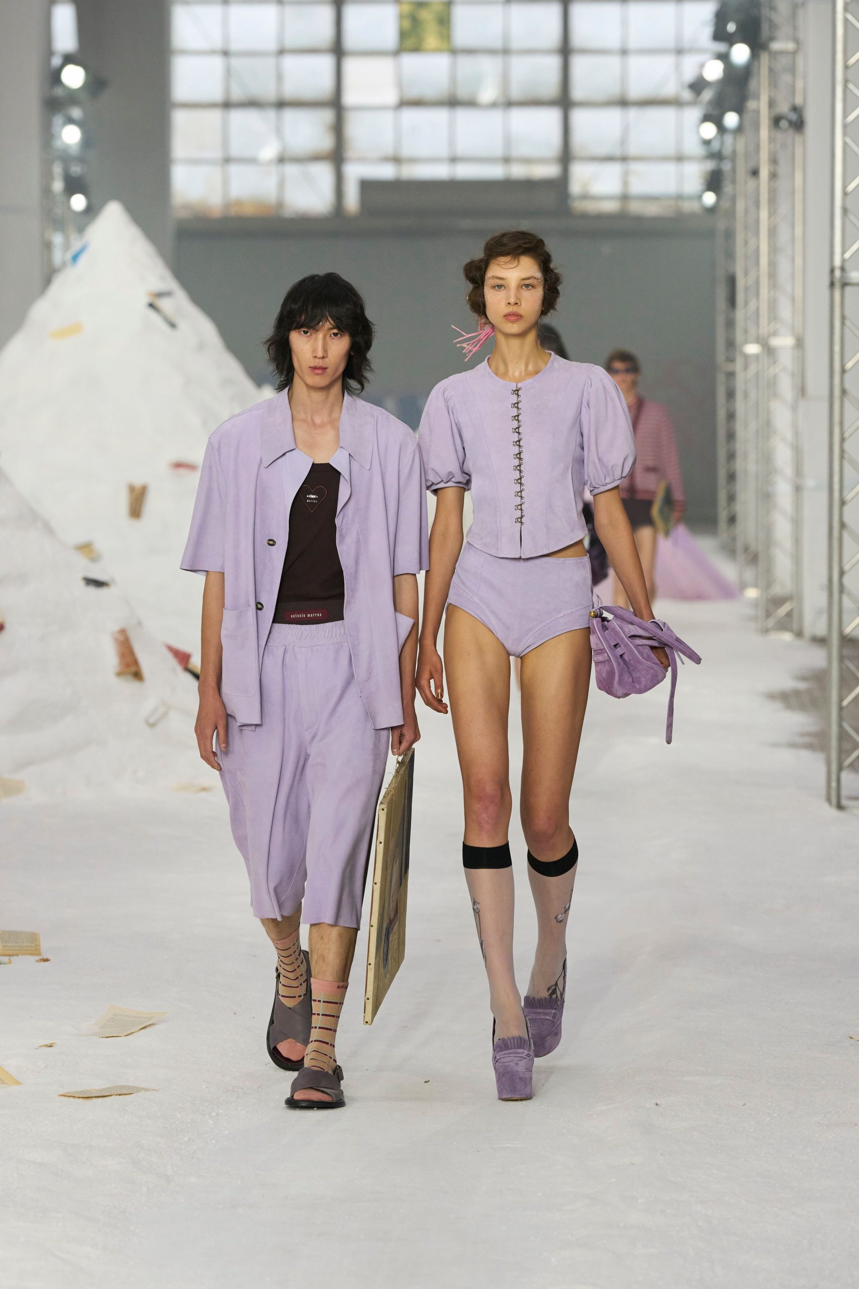 purple relaxed shirt and shorts