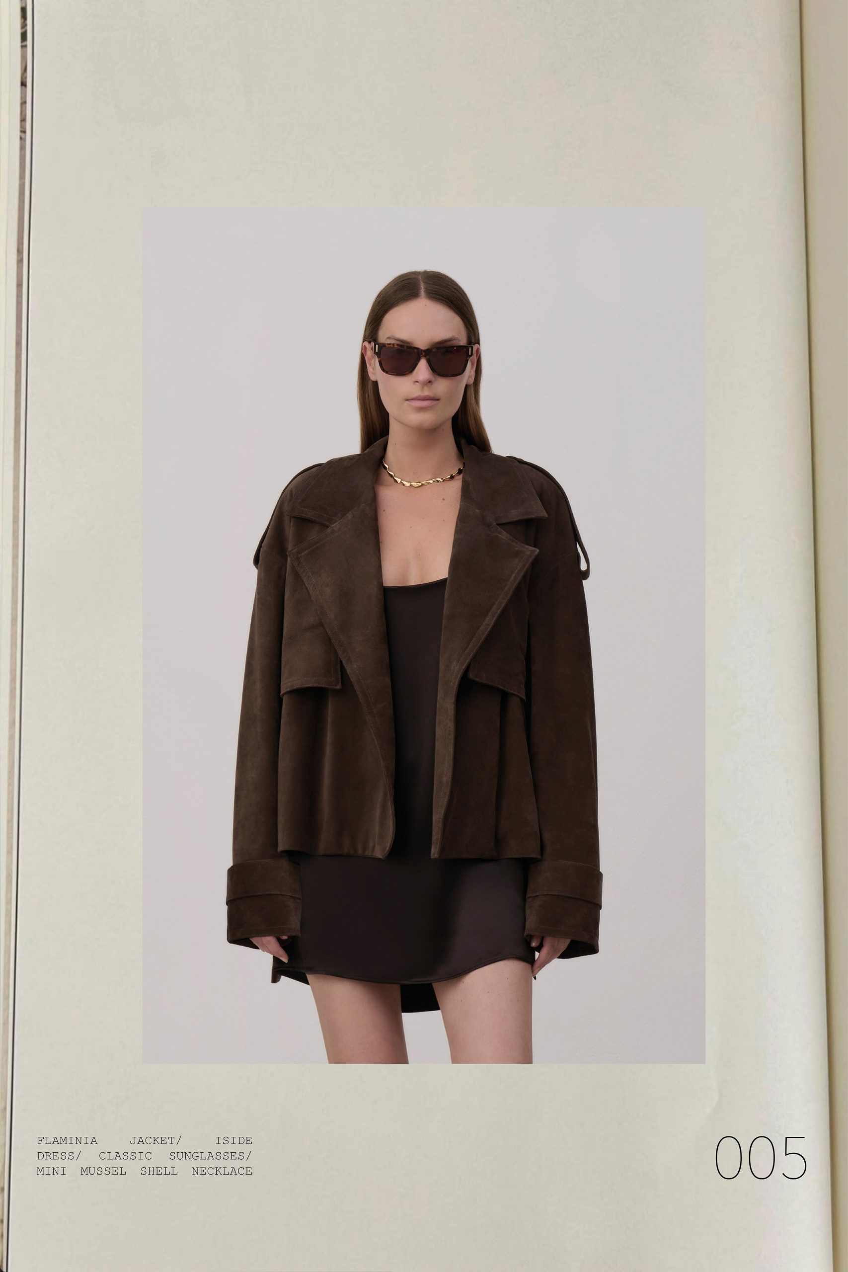 brown suede jacket black mini dress