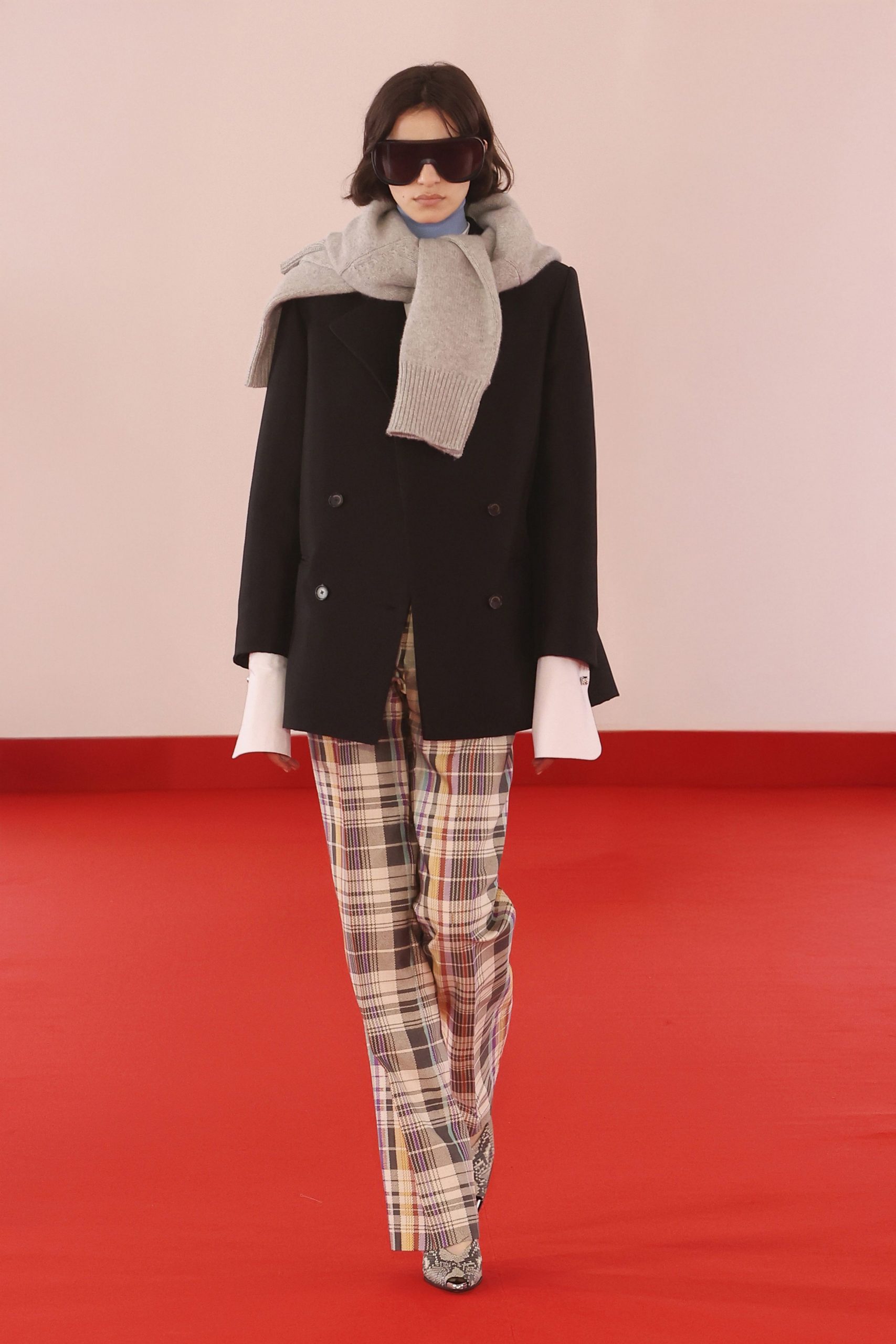 multi slim straight-leg checked pants