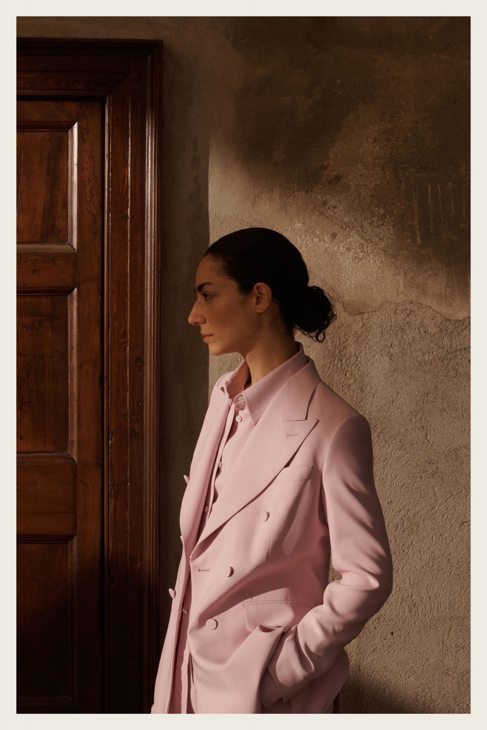 pink tailored blazer