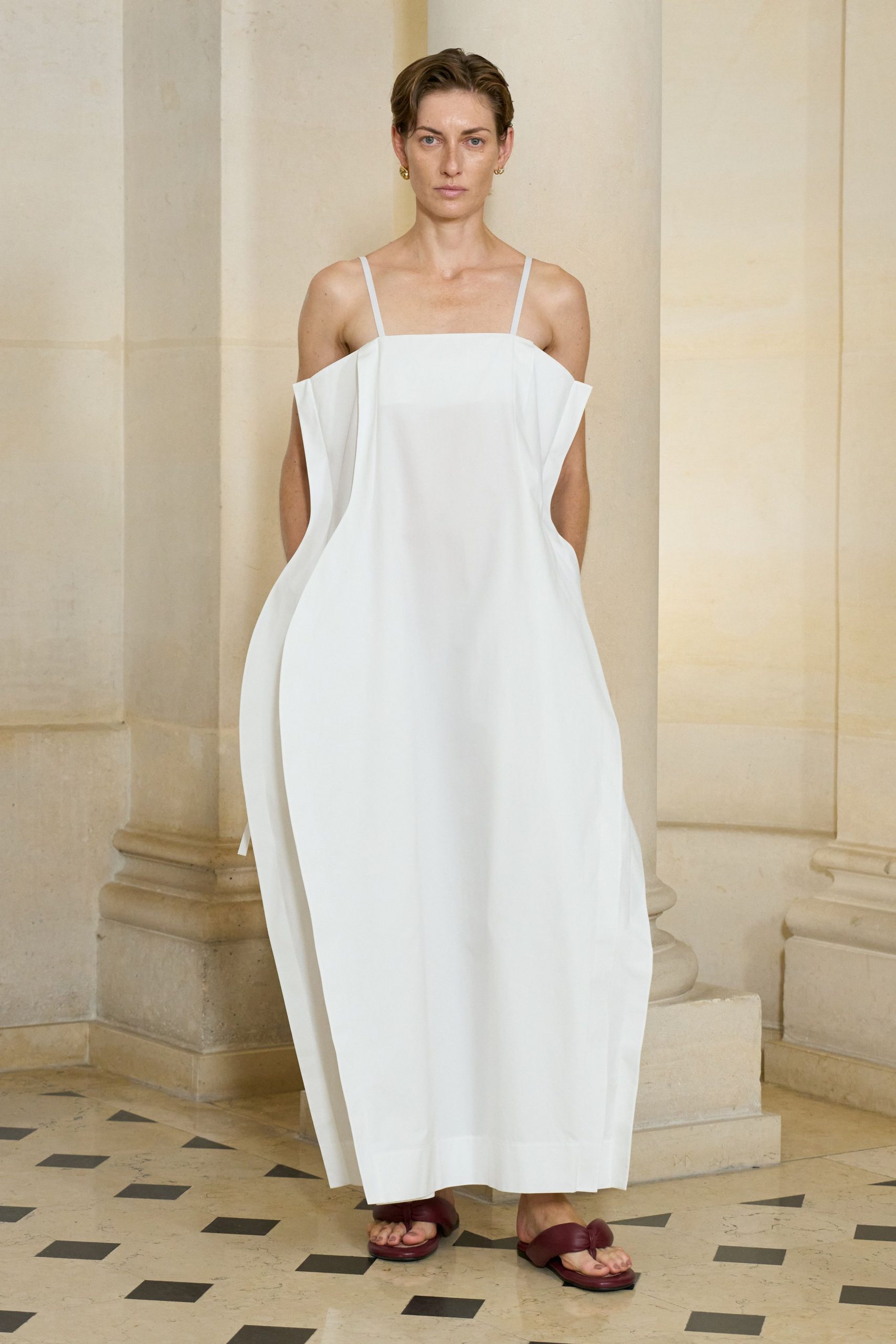 white relaxed off-shoulder dress