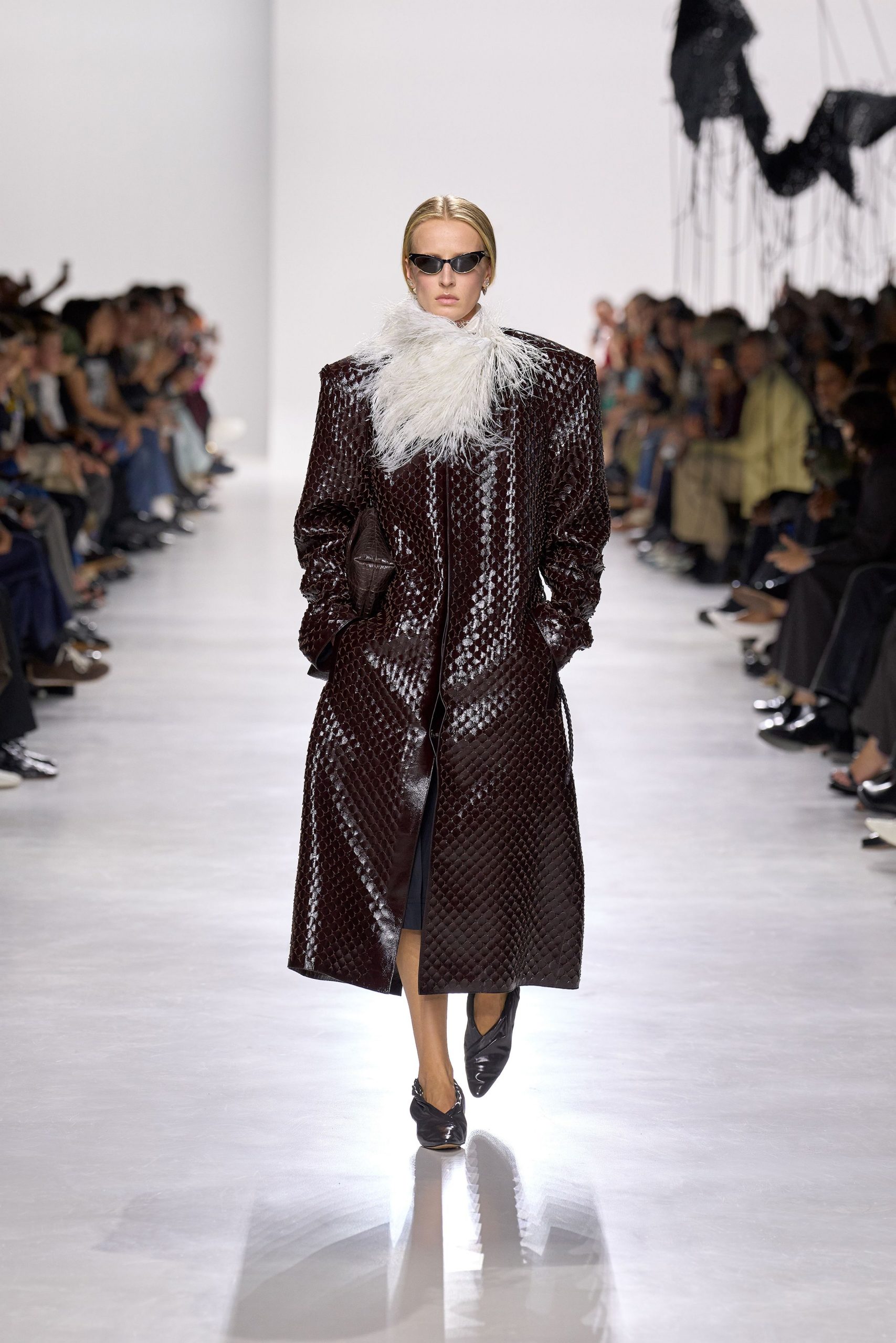 brown leather oversized coat