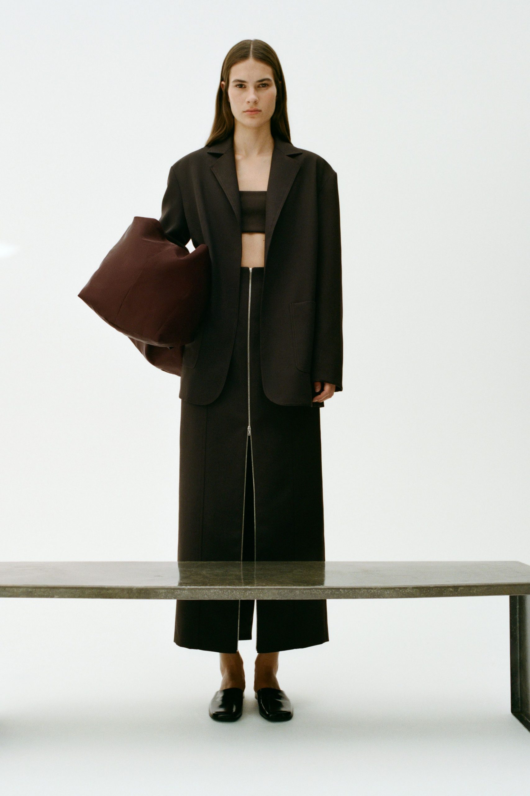 black blazer and skirt outfit