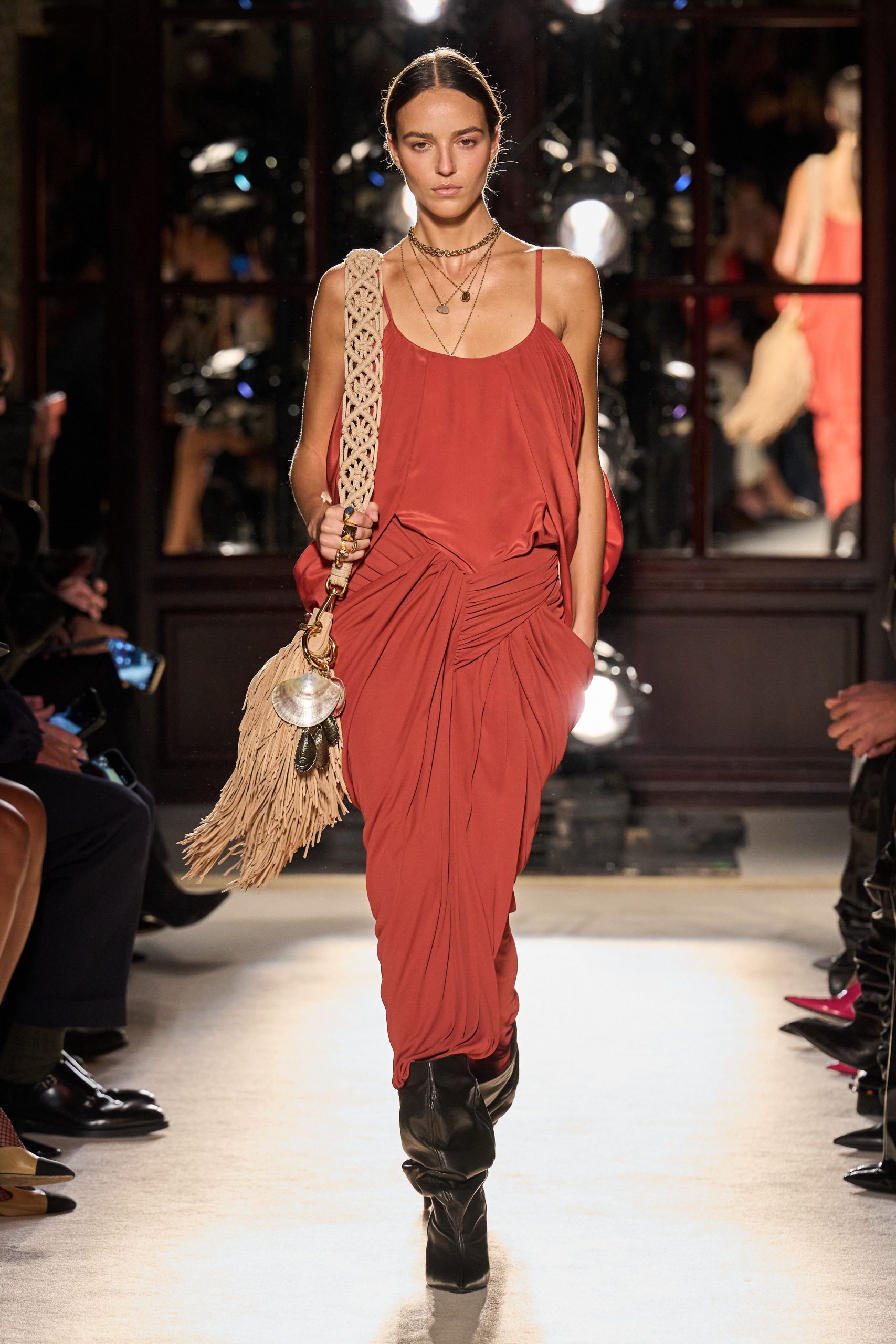 beige fringed bag
