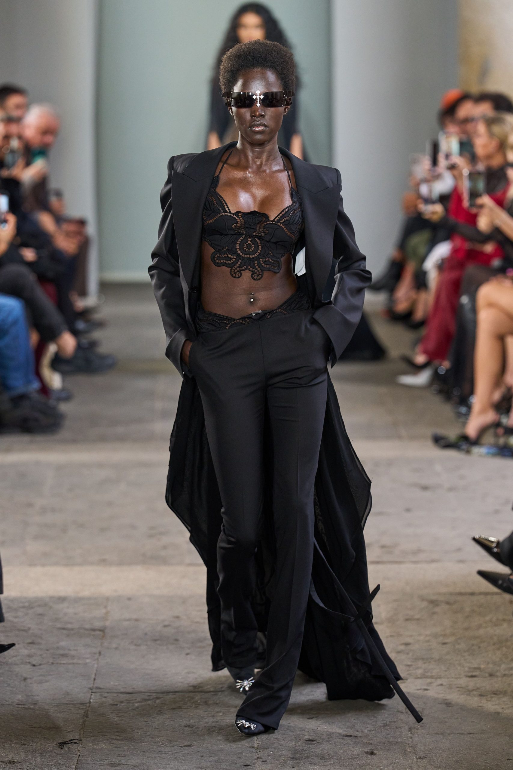 black blazer tailored pants outfit