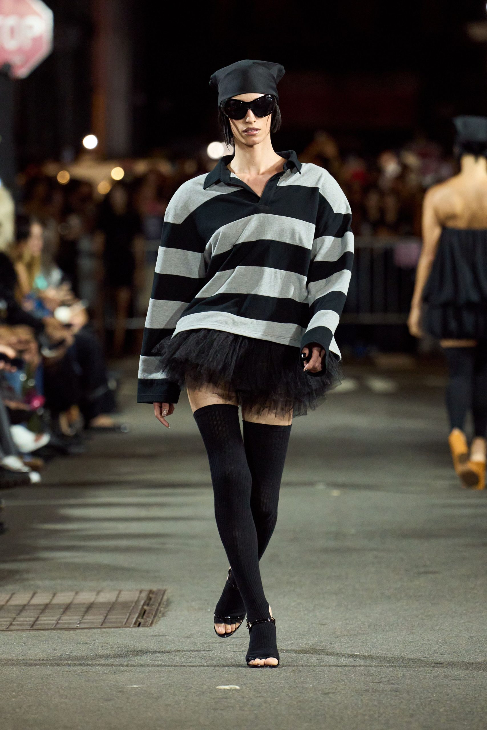 black tulle fitted tiered mini skirt
