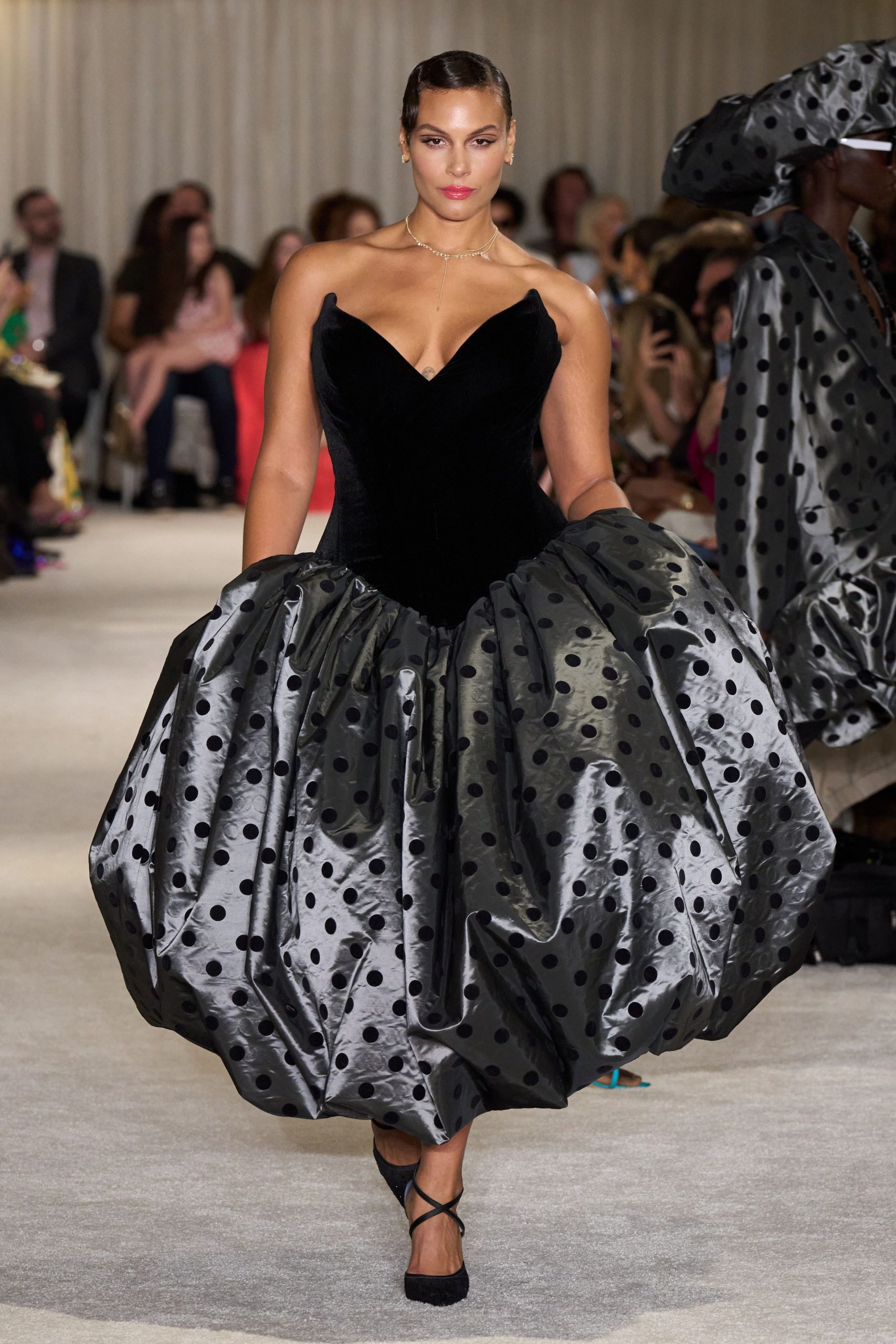 black velvet polka-dot gown