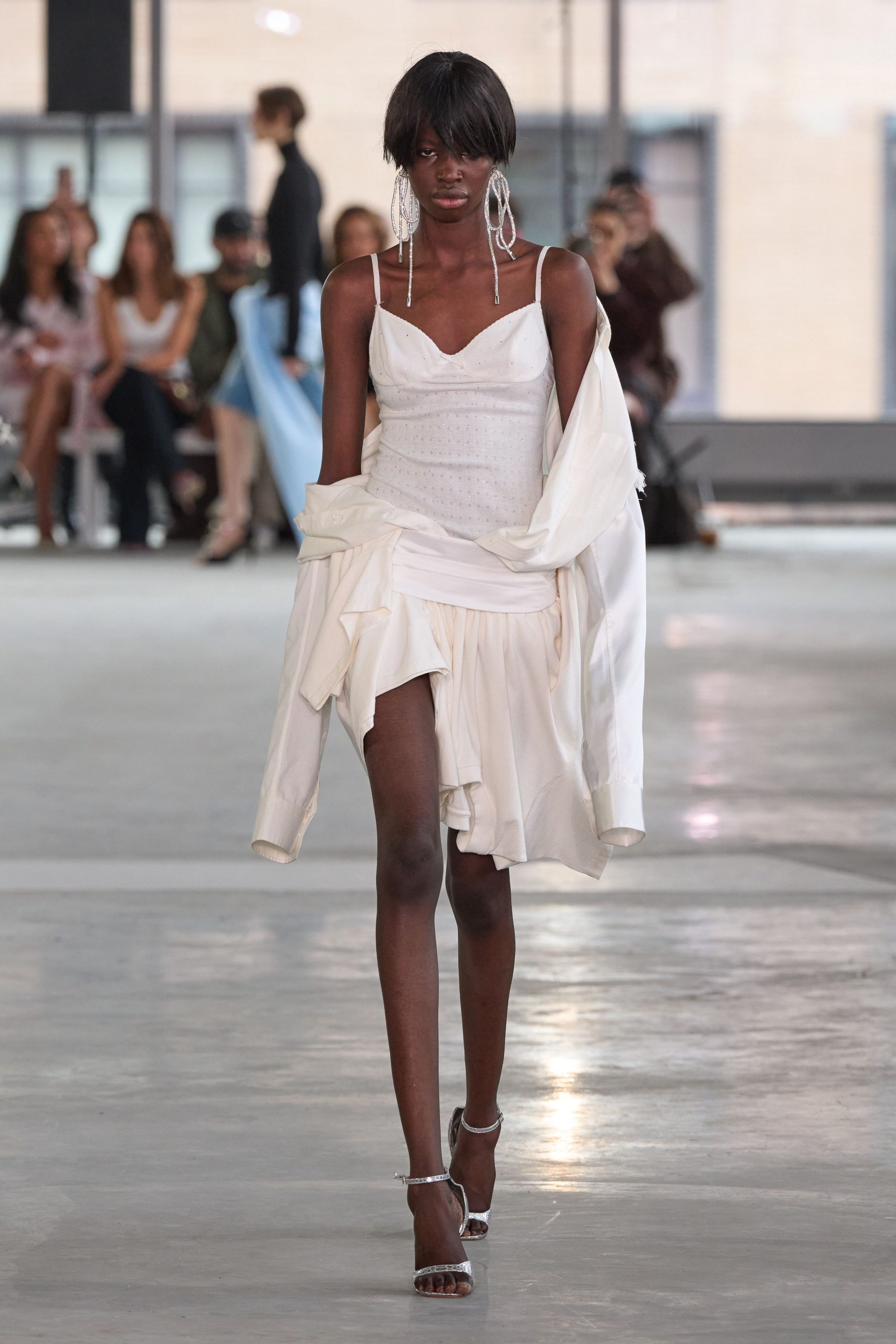 white silk mini dress with jacket