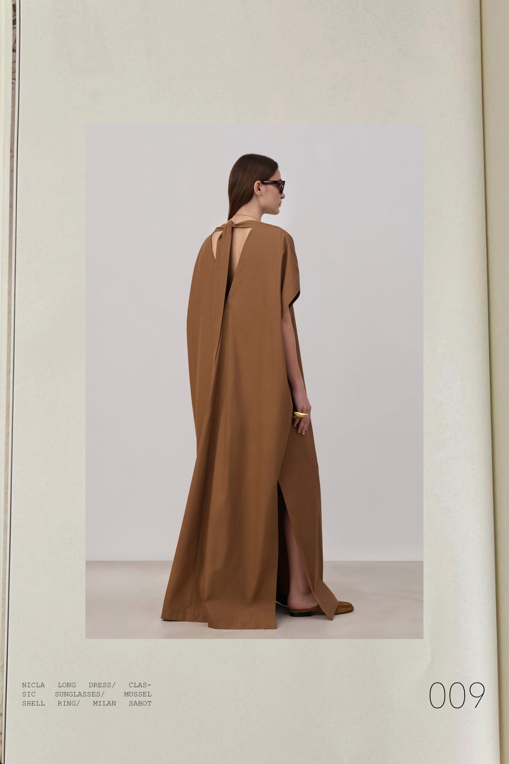 brown cotton sleeveless backless relaxed maxi gown