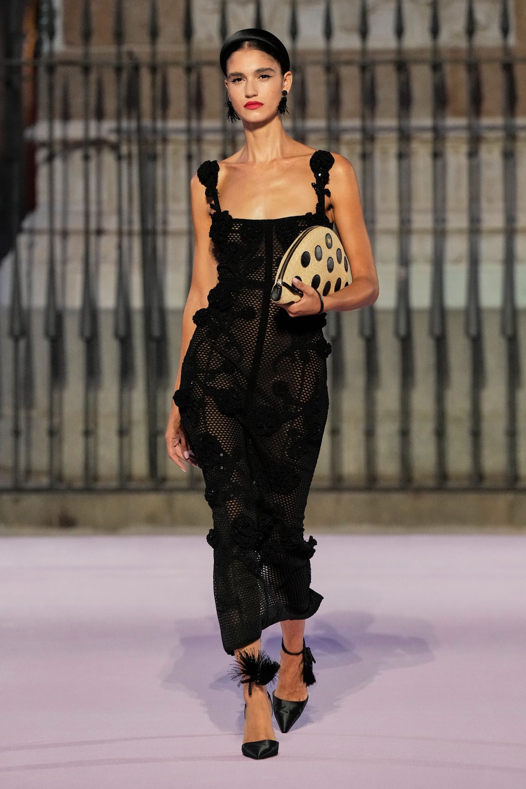 black mesh fitted jumpsuit