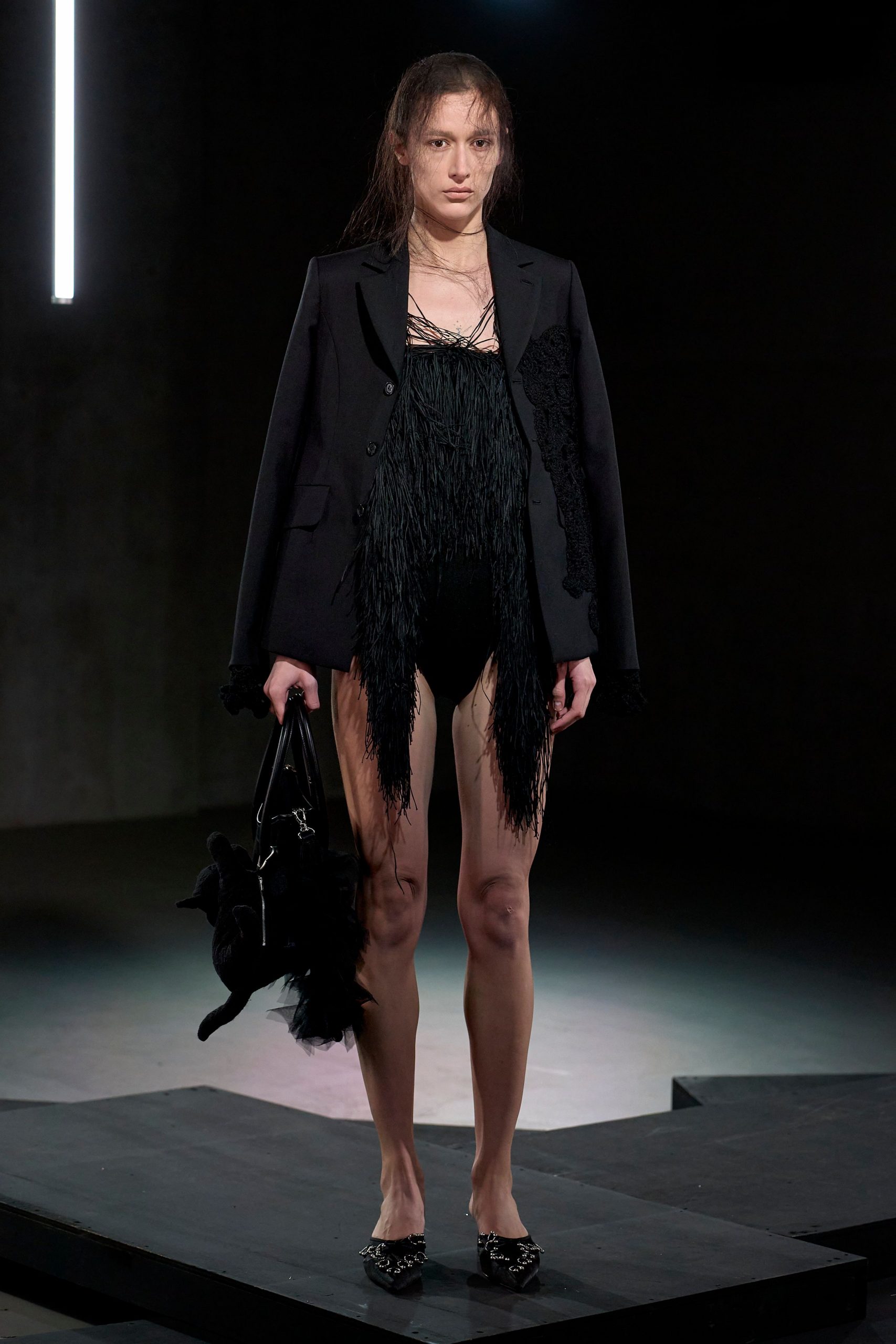 black blazer and bodysuit ensemble