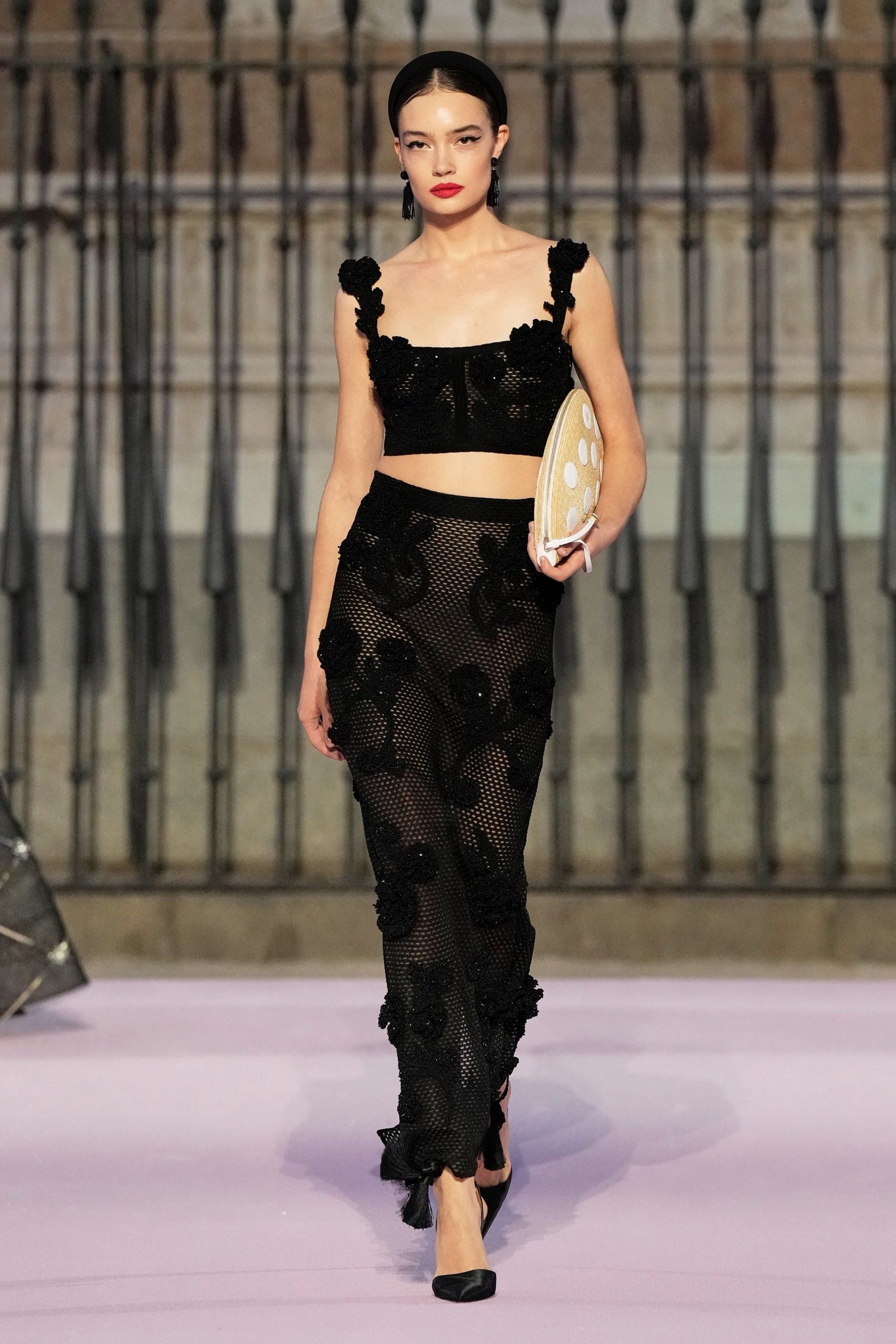 black mesh sleeveless square-neck fitted ruffled cropped crop-top