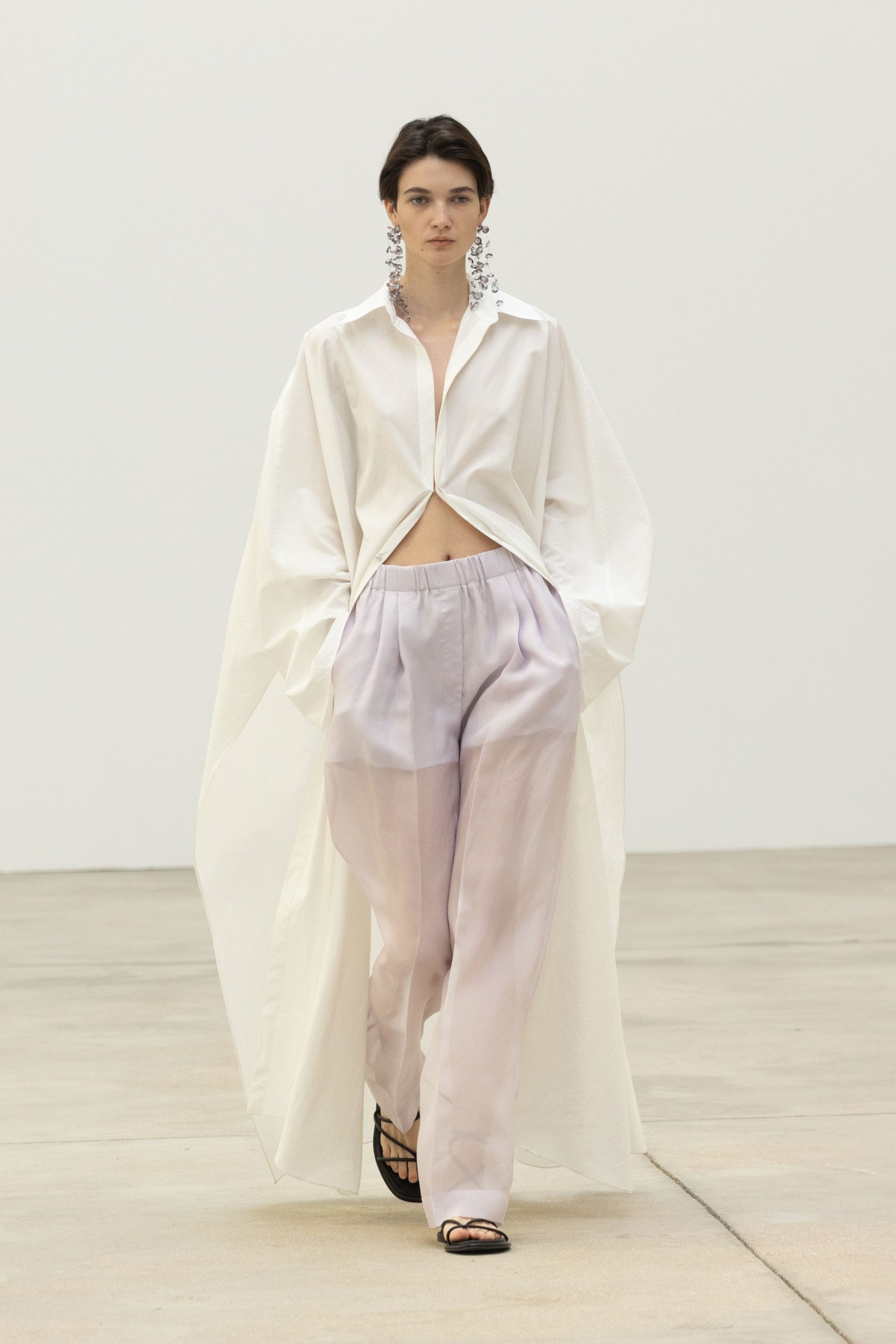 purple silk relaxed pleated sheer pants