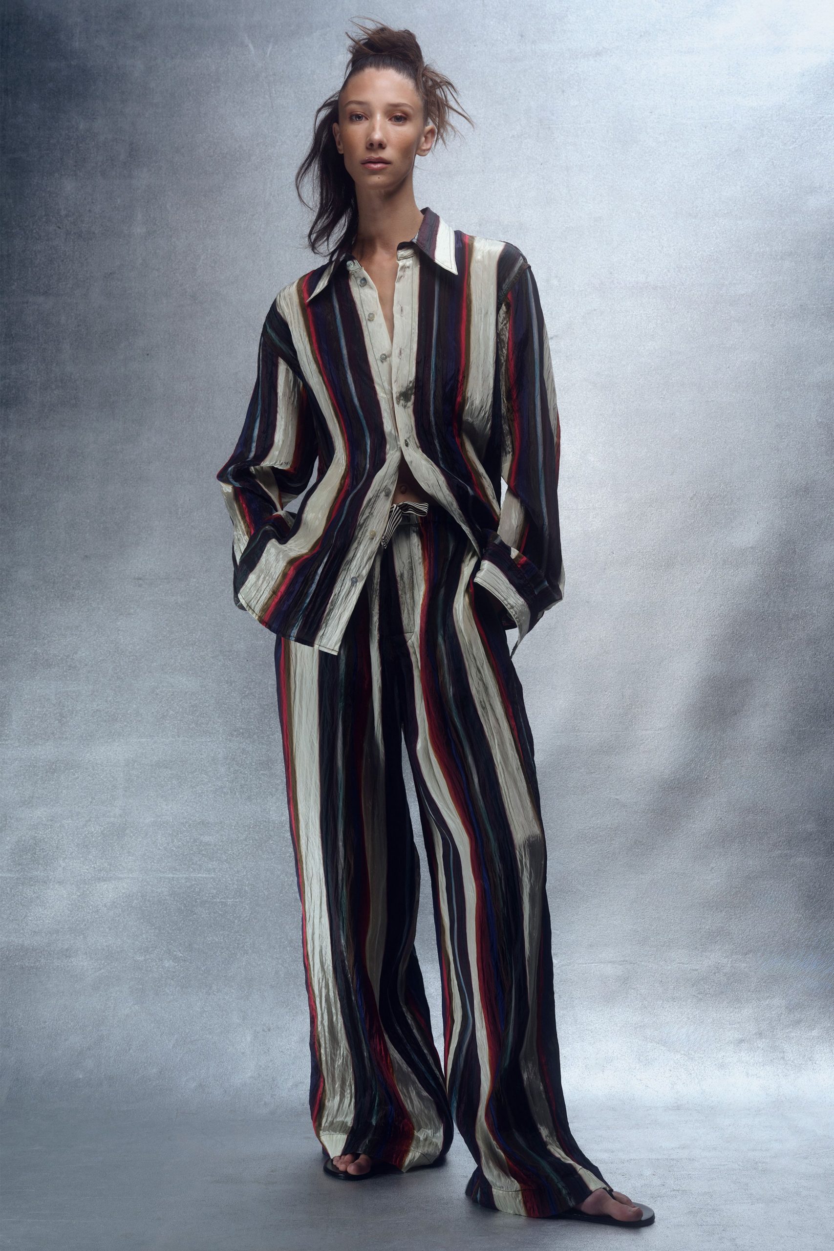 striped silk shirt and pants