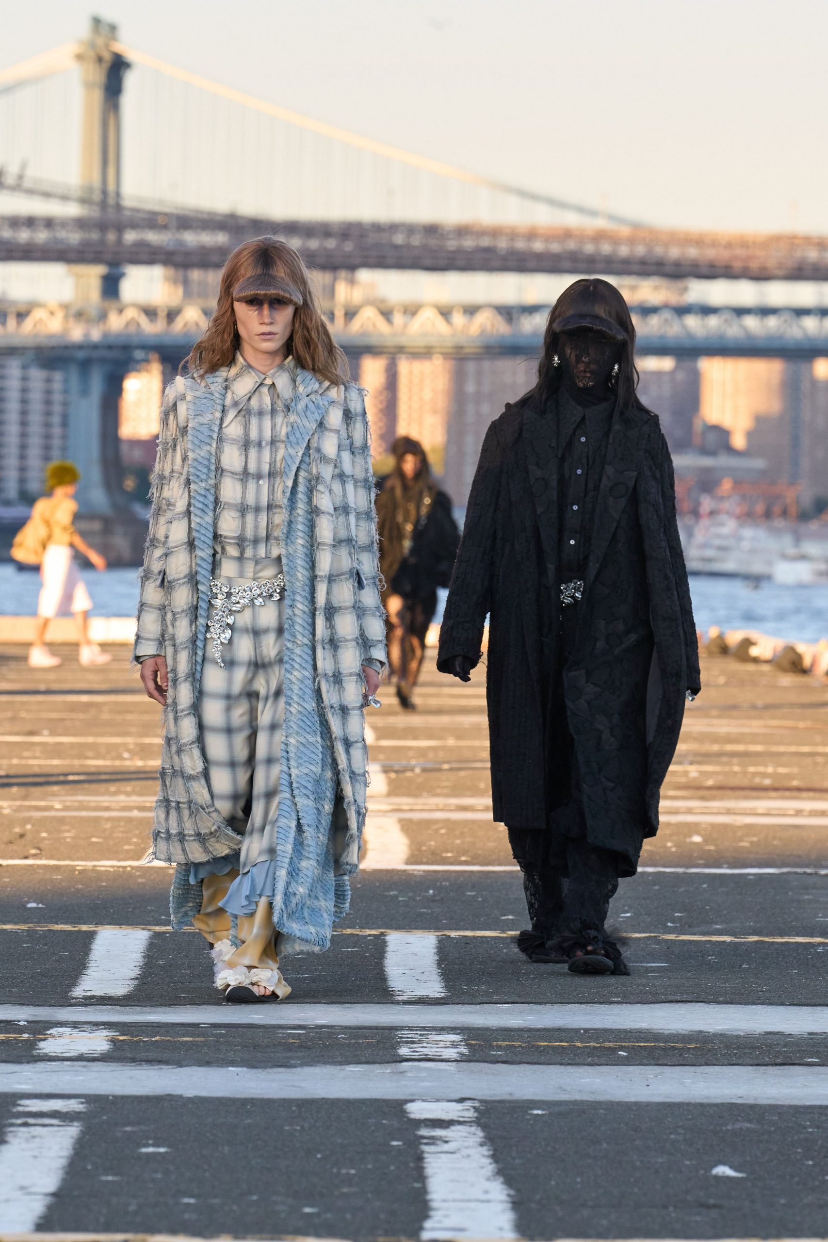 black cotton long-sleeve collared relaxed textured maxi coat
