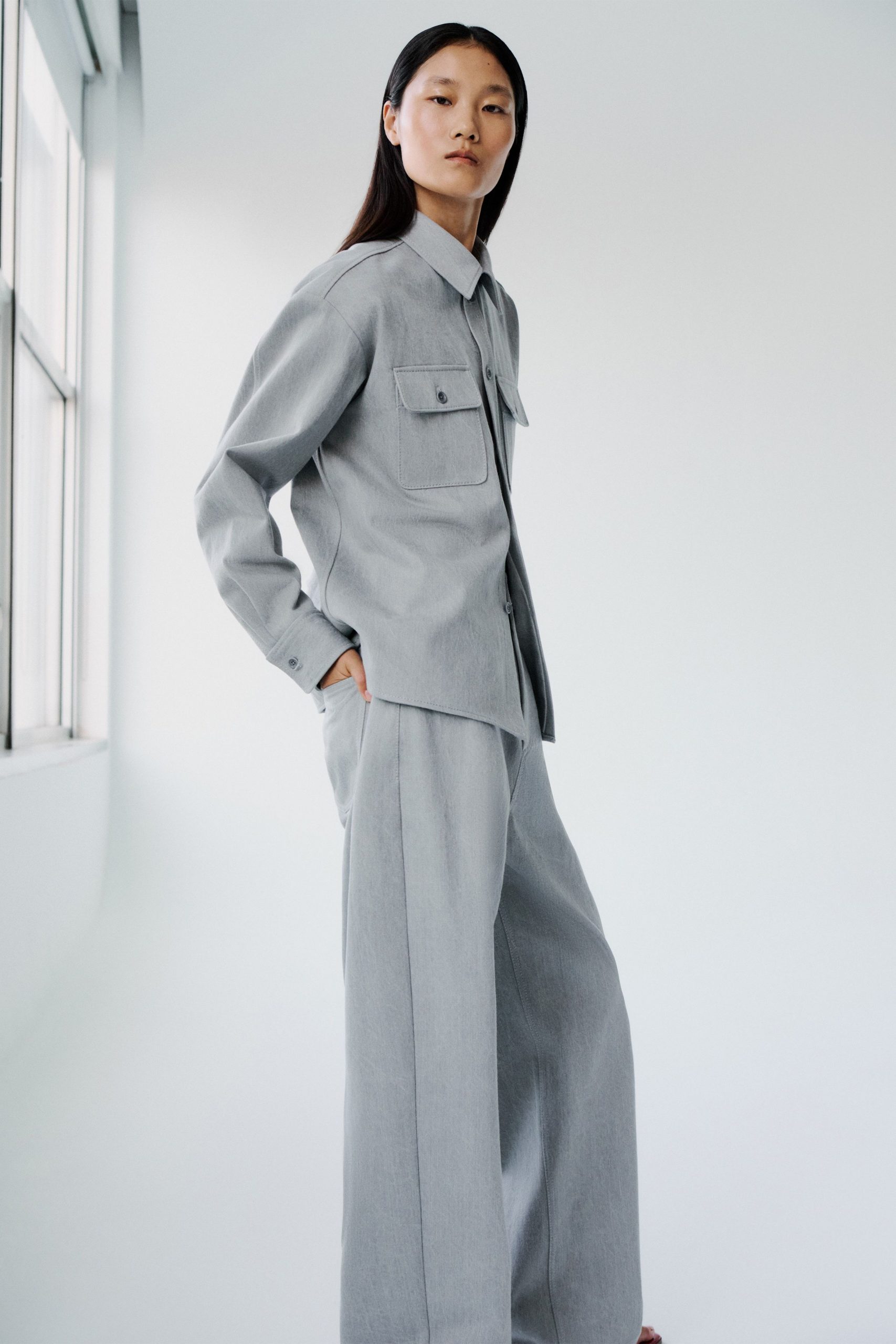 gray relaxed shirt and pants